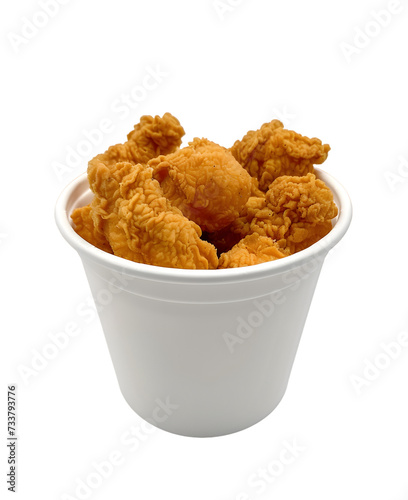 Fried chicken in a paper bucket mock up isolated on transparent background
