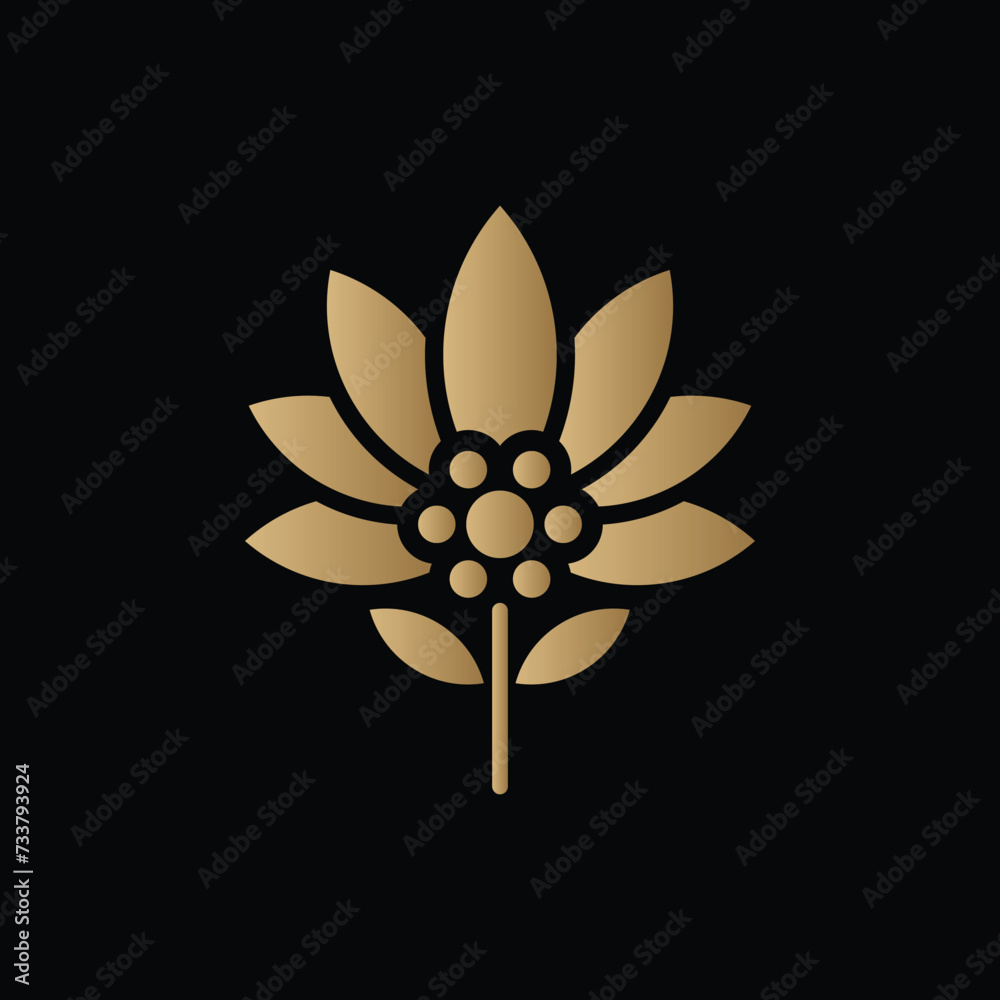 Gold Edelweiss Flower Elegant Logo