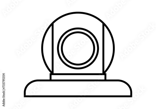 Icono negro de videocámara en fondo blanco.