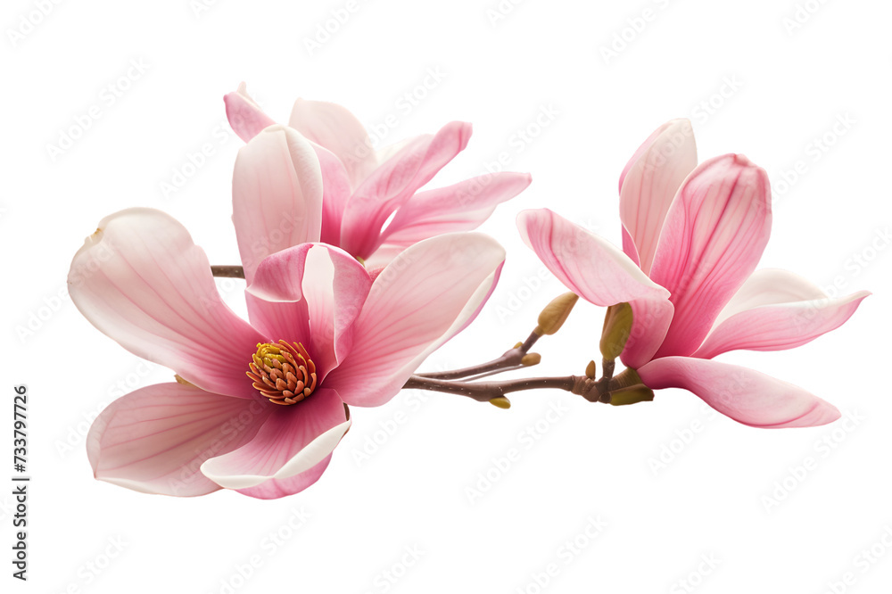 Obraz premium Magnolia blooms with petals isolated on transparent background