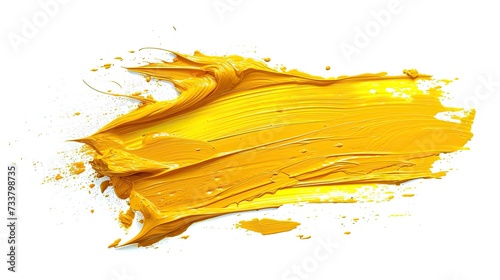 Yellow stroke of paint isolated on white background