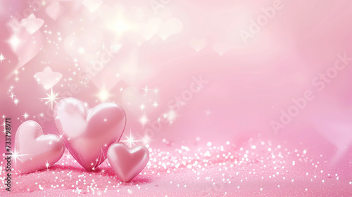 Pink background with hearts, stars and copy space © chali