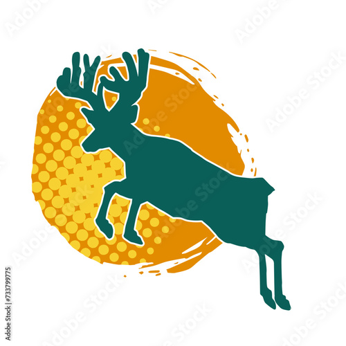 Silhouette of a deer wild forest animal with antlers.