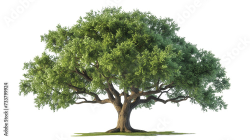 big green oak tree isolated on transparent background