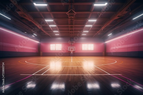 basketball, corridor, arena, empty, indoor, room, neon, wall, interior, background, game, hall © Jureeporn