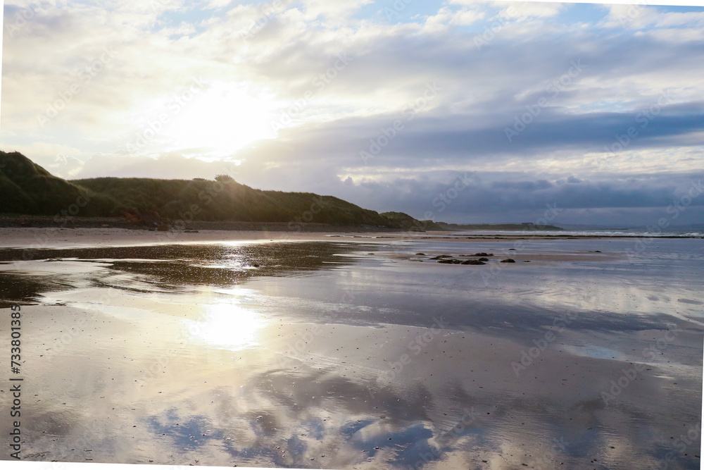 sandy coast at the beach in a sunrise sandy coast at the beach in a sunrise