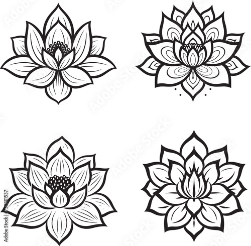lotus flower line art vector illustration