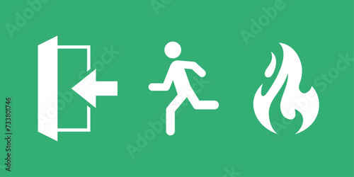 Fire and Emergency exit icon, Icon of a man running to the door.
