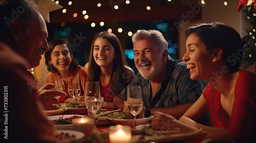 Family Members Share Funny Stories and Joy During a Christmas Turkey Dinner