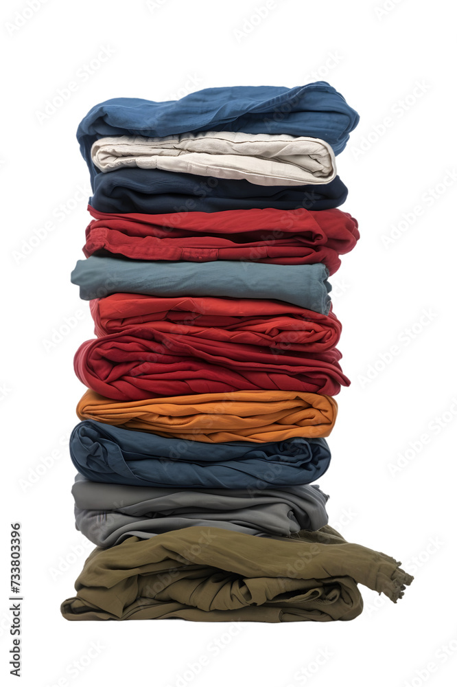 Stack of clothes isolated on transparent background