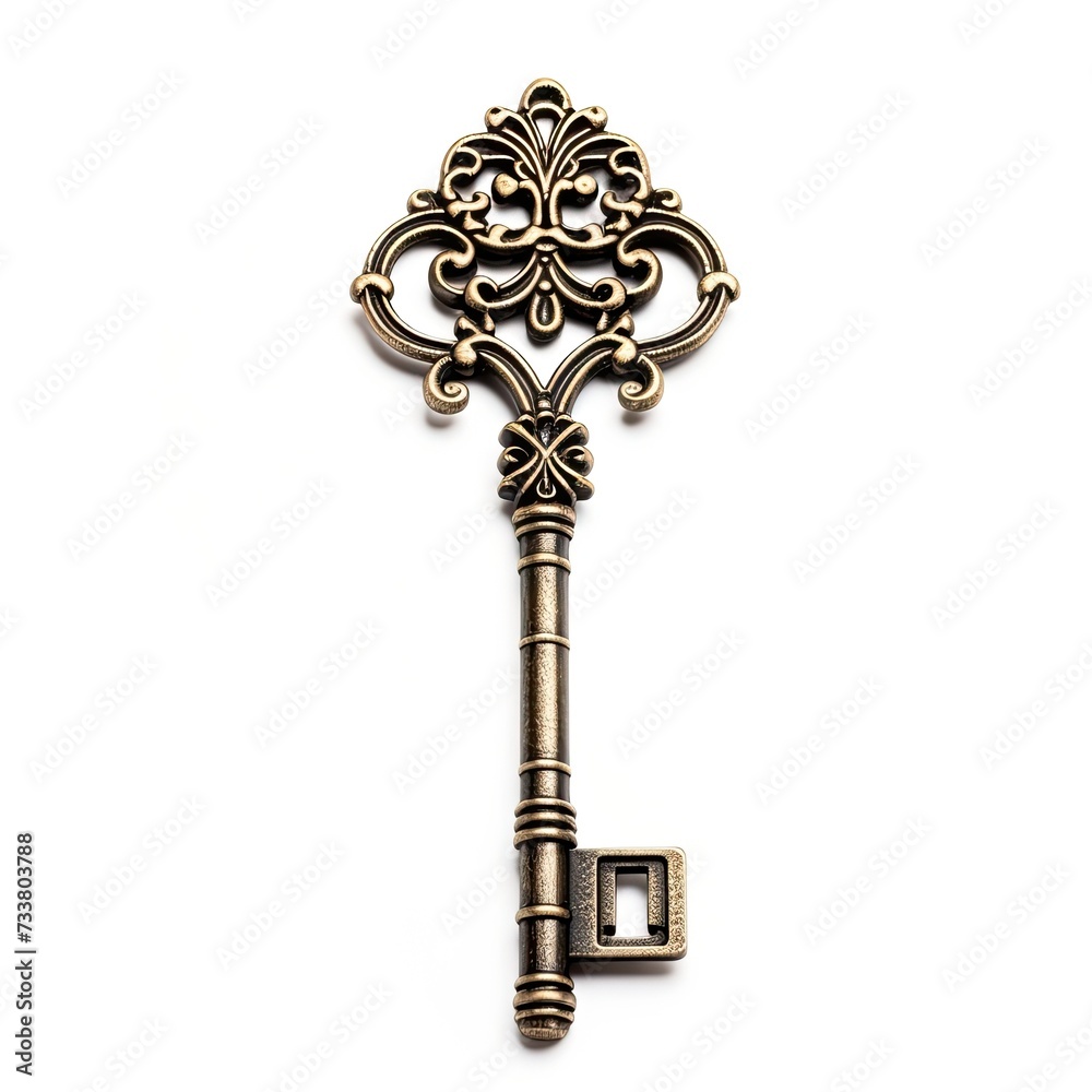 Victorian Skeleton Key isolated on white background Victorian Skeleton Key isolated on white background