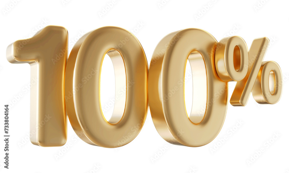 100 percent discount number gold 3d render 100 percent discount number gold 3d render
