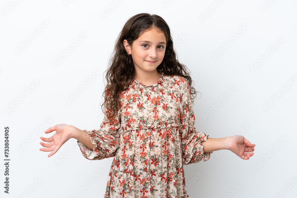 Little caucasian girl isolated on white background happy and smiling Little caucasian girl isolated on white background happy and smiling