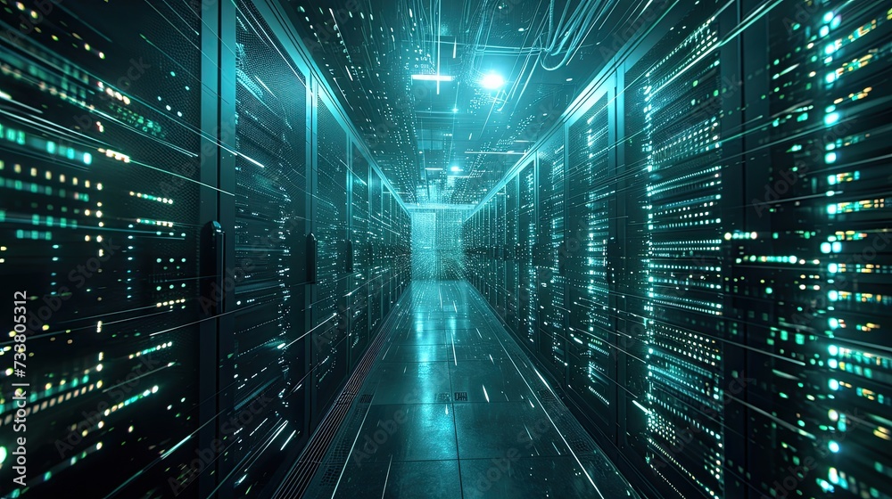 Modern Data Technology Center Server Racks