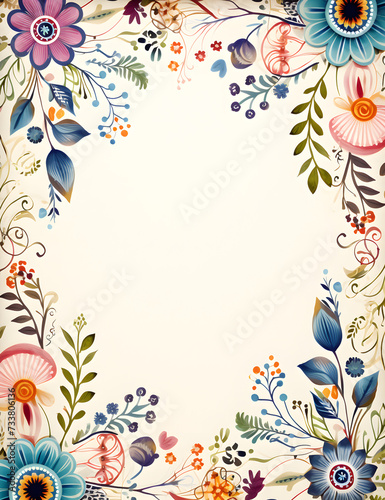 Floral Lined Craft Paper, Notebook, scrapbooking, scrapbook paper, flower illustration, negative space, US Letter size, floral border frame, lines, writing, journal, junk journal, pink, purple, blue