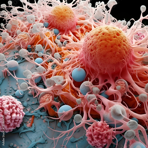 cancer cell or tumor illustration in high detail as a medical science background