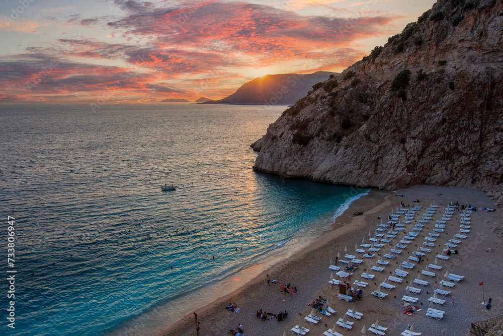 Obraz premium Kaputas Beach view from top. Kaputas beach is on the Turkish Mediterranean coast, and an important tourist destination.