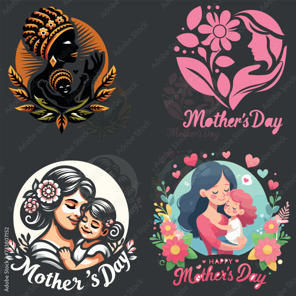 Happy Mother's day vector illustration, Generative Ai