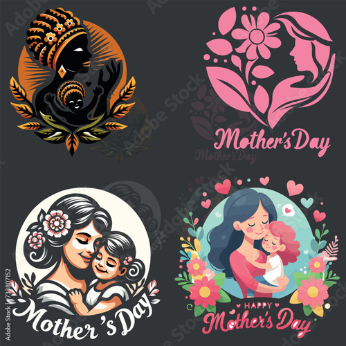 Happy Mother s day vector illustration  Generative Ai