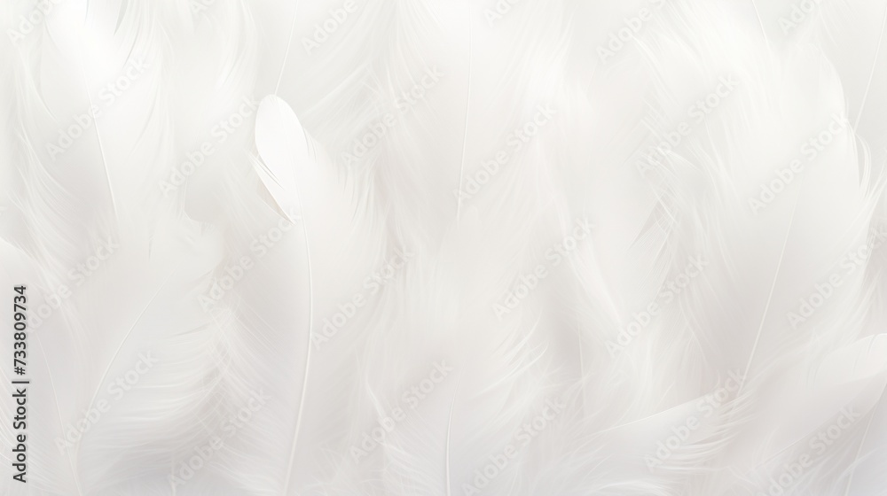 Beautiful soft white feather texture, close up animal hair abstract background.