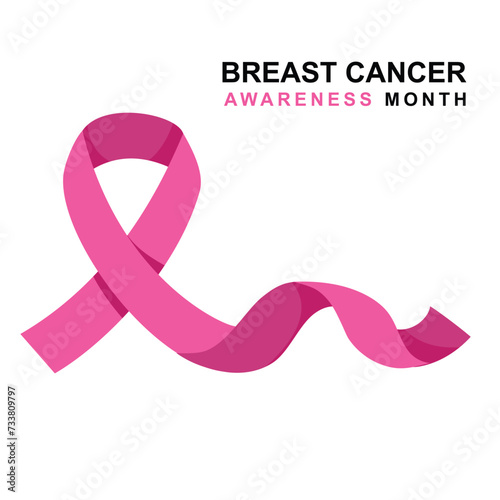 Pink October Breast Cancer Awareness month. October is Cancer Awareness Month. National cancer survivors month. Breast cancer awareness isolated on white background. Vector file.
