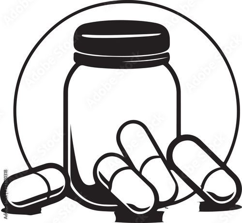 vitamin c capsule outline illustration