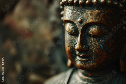 Bronze Buddha Meditation  Spiritual Reflection in Ancient Temple
