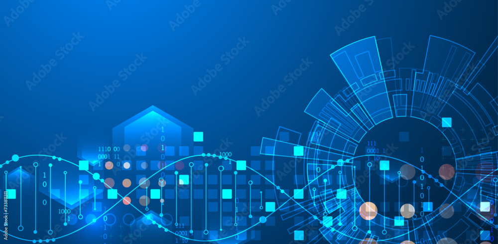Fototapeta premium Scientific and technological background. Abstract image of DNA molecule. Vector illustration. Hand drawn.