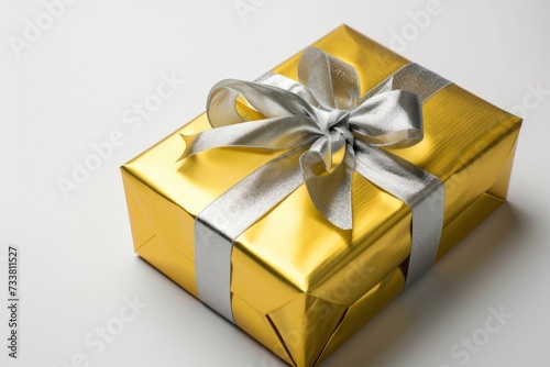 Shimmering Gifts: Colorful Presents Wrapped in Gold and Silver Ribbons for Celebrations