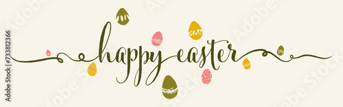 Easter banner, happy Easter card, lettering text, egg poster