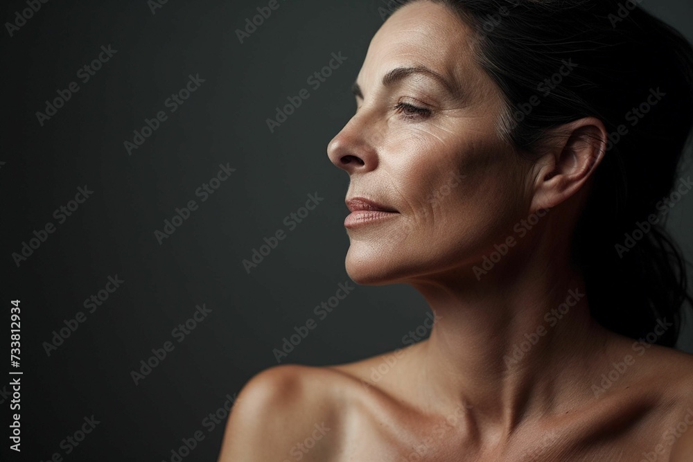 Portrait of an attractive Caucasian woman in her mid-forties, AI-generated. Portrait of an attractive Caucasian woman in her mid-forties, AI-generated.