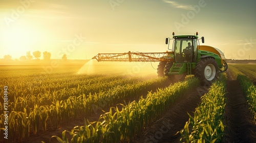 crop spraying corn field