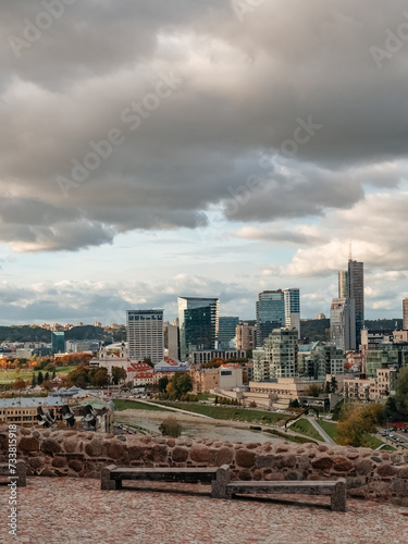 General view of the business part of Vilnius in autumn. Downtown Vilnius. Vilnius in autumn