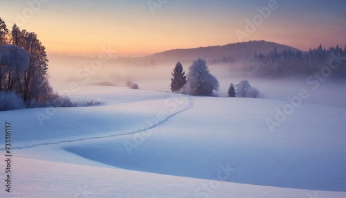     Sunrise Serenity: Embracing the Softness of a Winter Landscape"   © Sadaqat