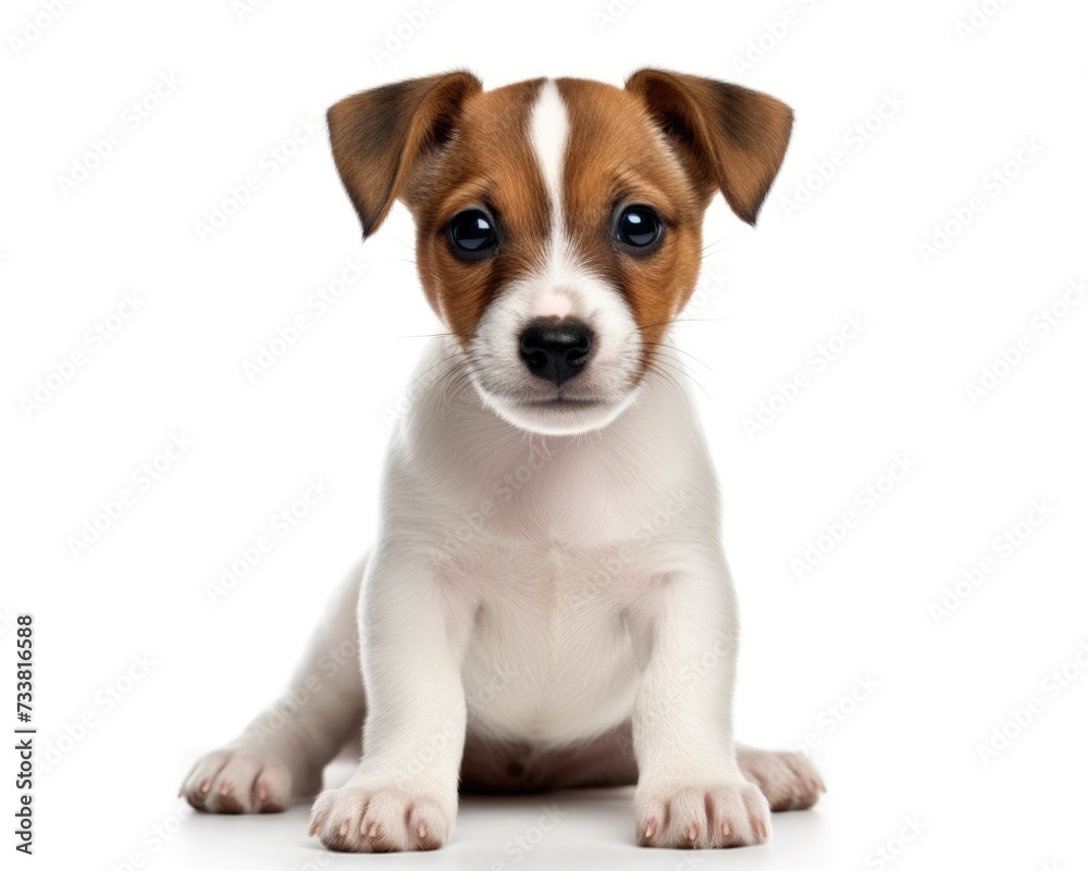 Adorable Little Jack Russell Terrier. Funny Brown Dog Isolated on White Background