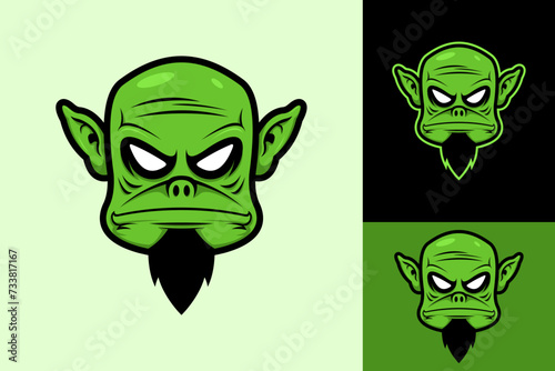 Mascot Head Orc Orge Fantasy Logo Design