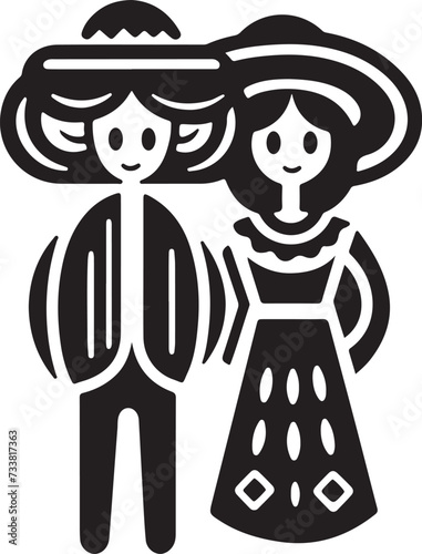 flat design mexican couple vector illustration