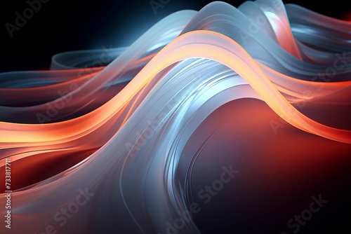 a colorful light show with orange waves around it, and a red blue and black