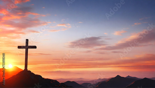 Silhouette of crucifix on hill