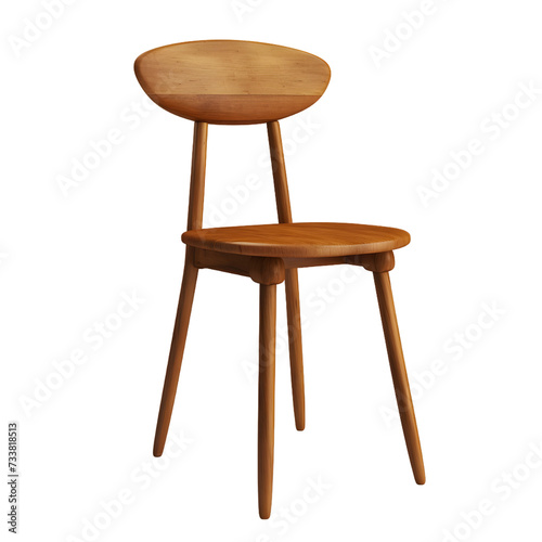 Wooden dining chair isolated on transparent background