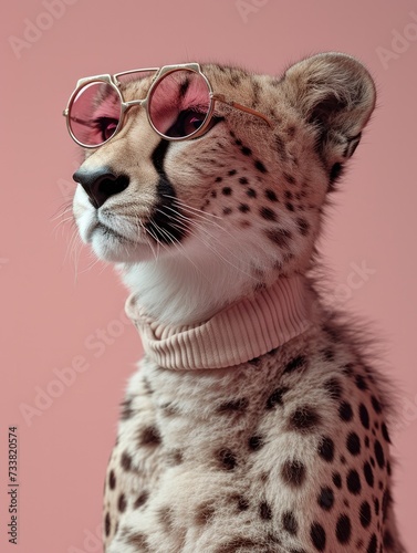 Cheetah Wearing Sunglasses and Sweater © hakule