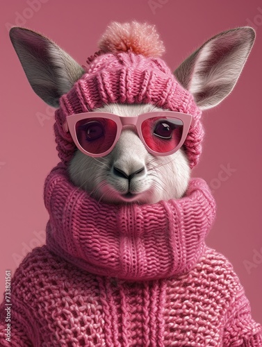 Llama Wearing Pink Sweater and Sunglasses