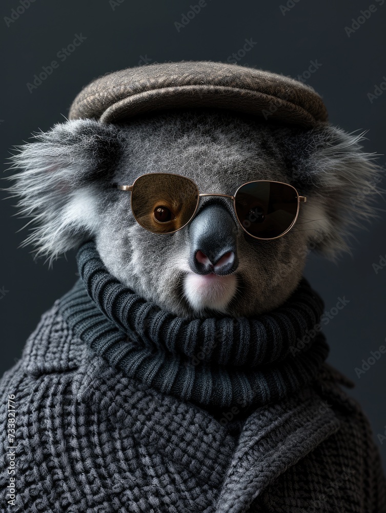Koala Wearing Sunglasses and Hat