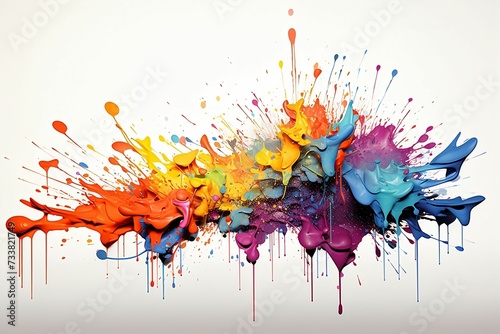 AI generated illustration of vibrant color splashes on a white background