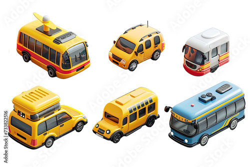 Toy vehicles collection with school buses and a service bus.