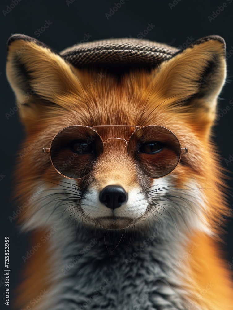 Obraz premium Close Up of Fox Wearing Glasses
