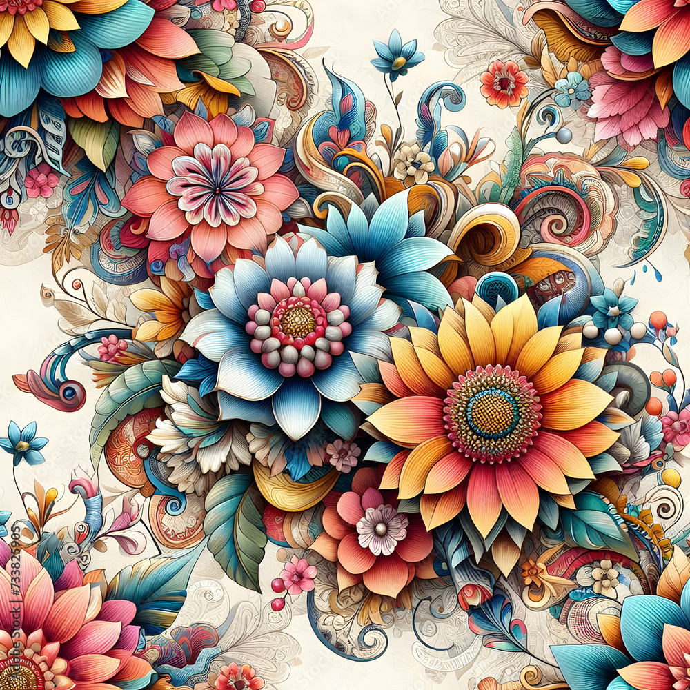 abstract floral background floral  pattern  pink flowers  spring  ,Ai generated 