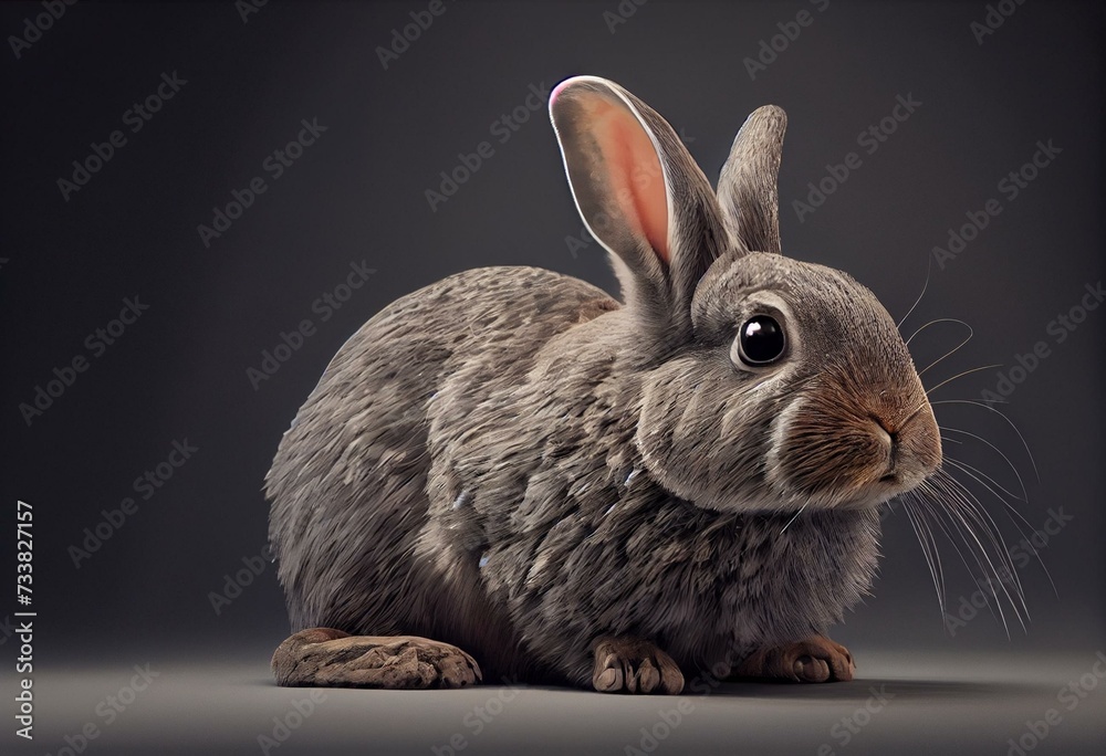 lapin gris debout sur ses pattes arrières et qui dit bonjour fond transparent illustration IA