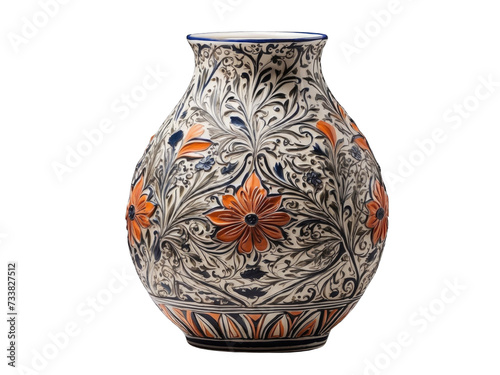 A unique vase with intricate designs png / transparent