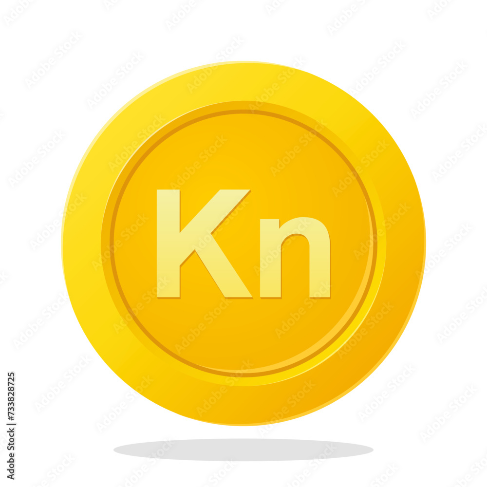 Gold coin with Croatian Kuna sign. Financial items. Currency element vector illustration. Gold coin with Croatian Kuna sign. Financial items. Currency element vector illustration.